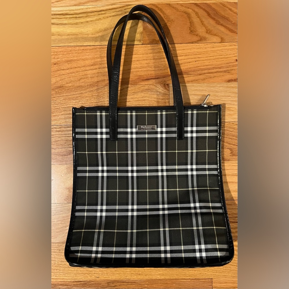 Burberry Tote Bag with Plaid Design